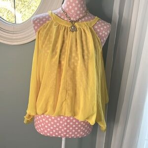 Bebe Flowy Yellow Top Size L
